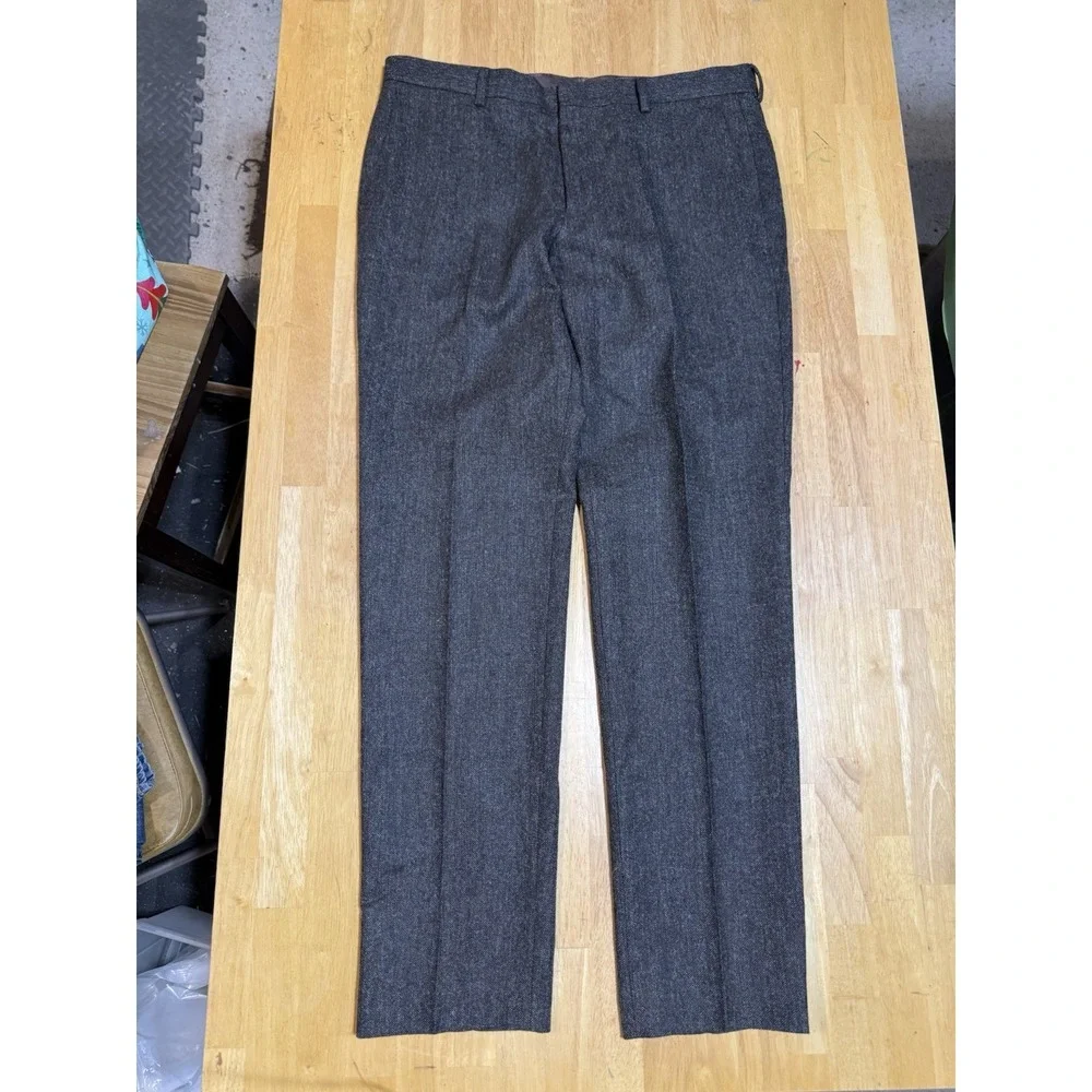 J.Crew Ludlow Mens 36x34 Abraham Moon Wool Dress Pants Gray Tweed British Fabric